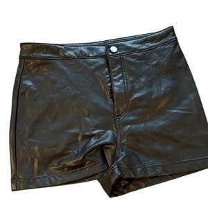 Forever 21 Black Faux Leather High Waist Shorts